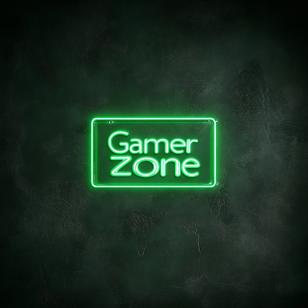 Gamer Zone - Green Neon Sign, 24 Inches