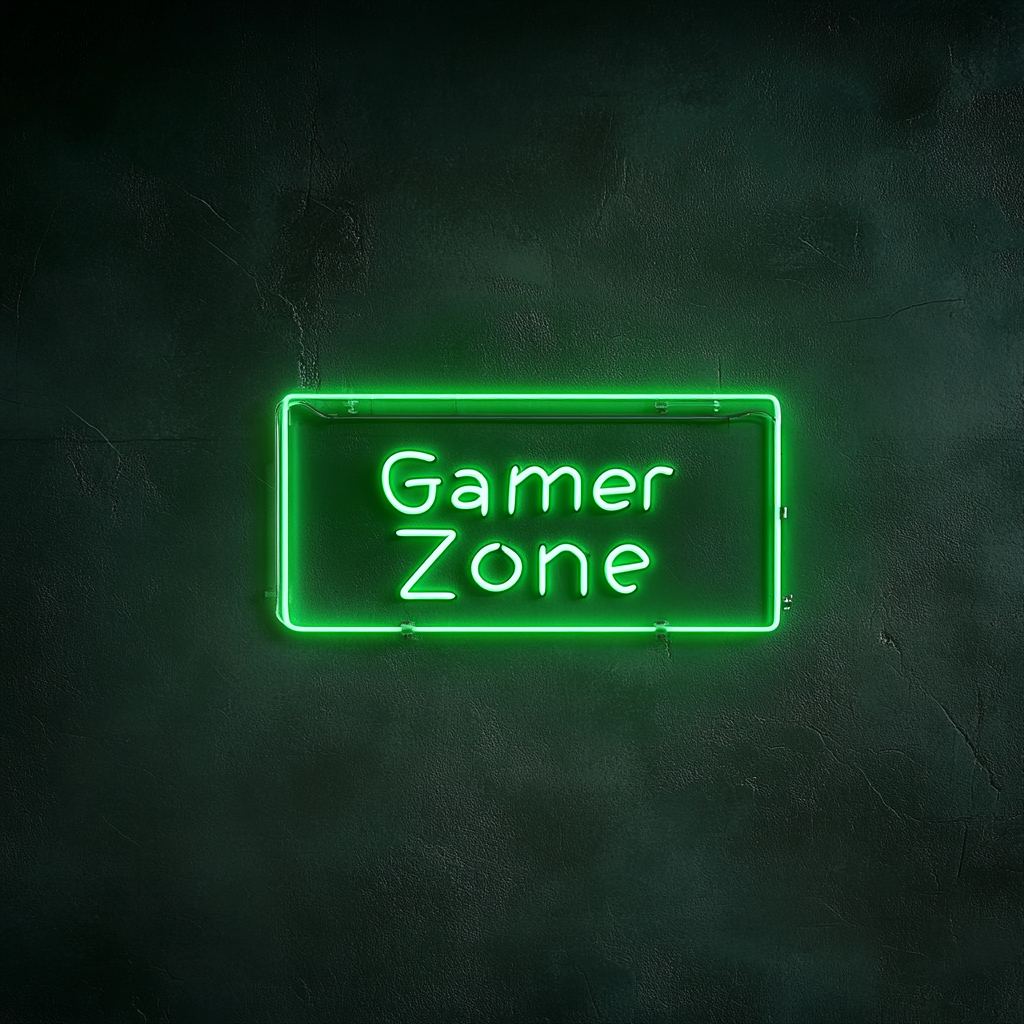 Gamer Zone - Green Neon Sign, 24 Inches