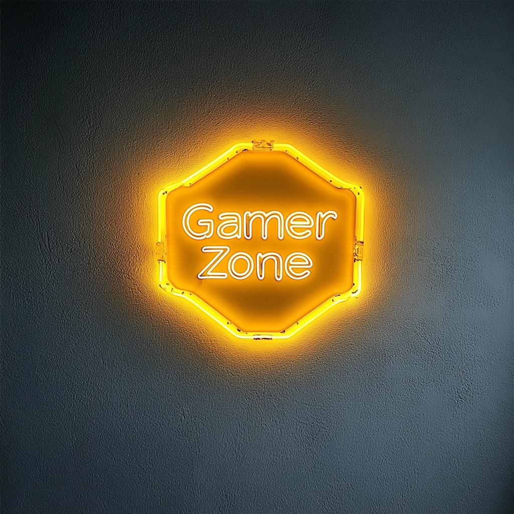 Gamer Zone - Yellow Neon Sign, 18 Inches