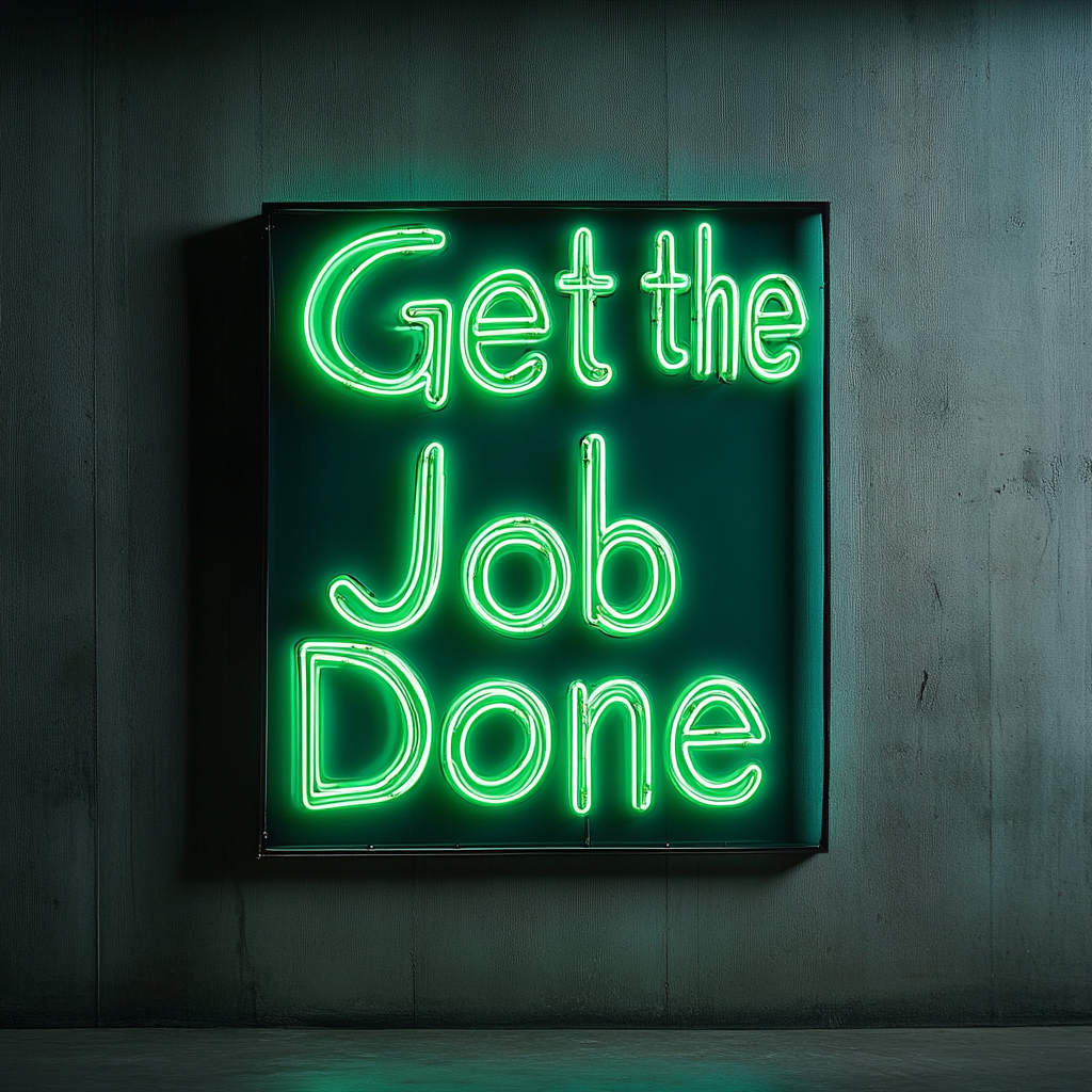 "Get the Job Done" - Green Neon Sign, 24 Inches