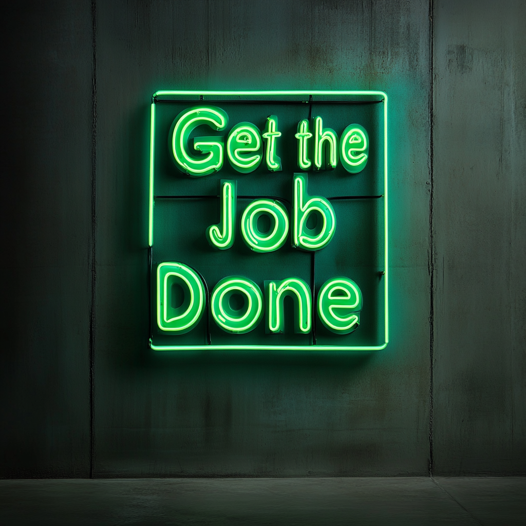 "Get the Job Done" - Green Neon Sign, 24 Inches