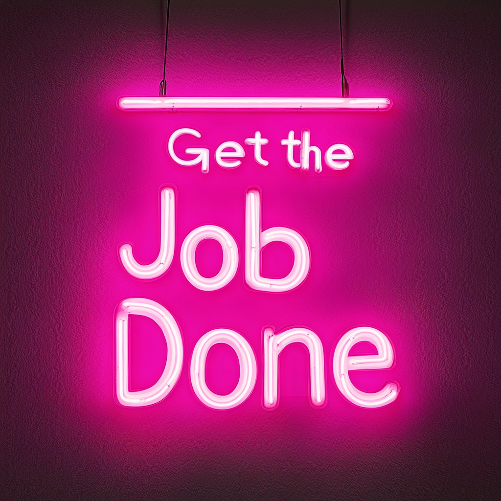 "Get the Job Done" - Pink Neon Sign, 24 Inches