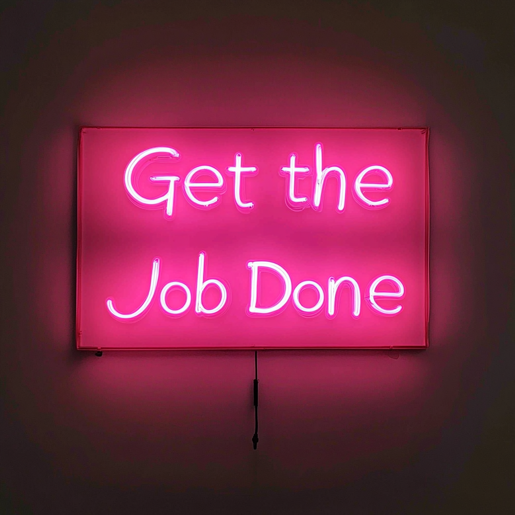 "Get the Job Done" - Pink Neon Sign, 24 Inches