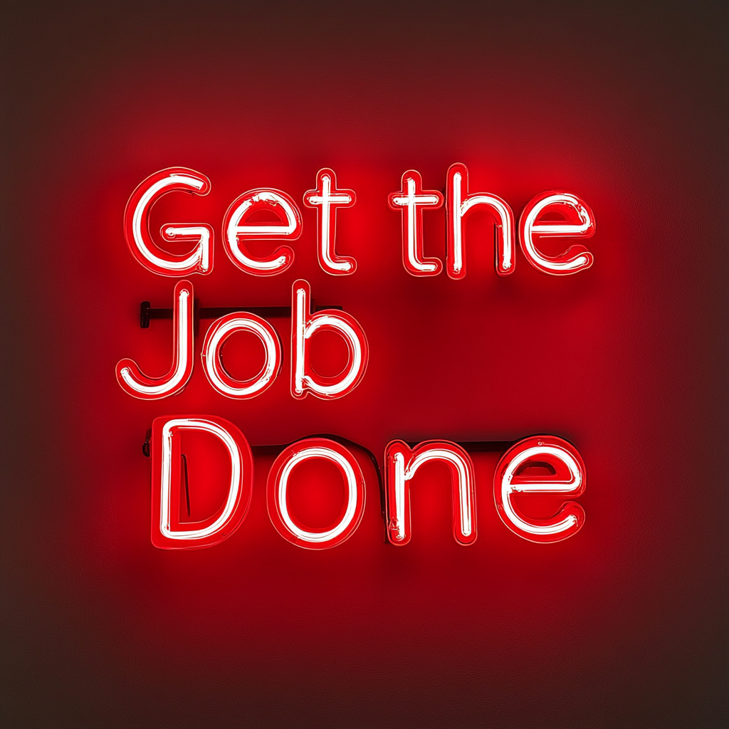 "Get the Job Done" - Red Neon Sign, 24 Inches