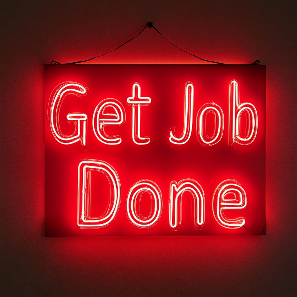 "Get the Job Done" - Red Neon Sign, 24 Inches