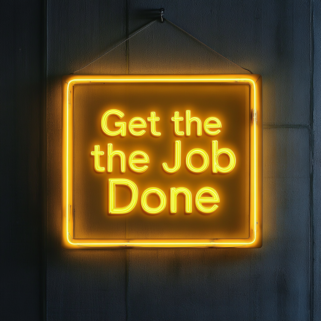 "Get the Job Done" - Yellow Neon Sign, 24 Inches