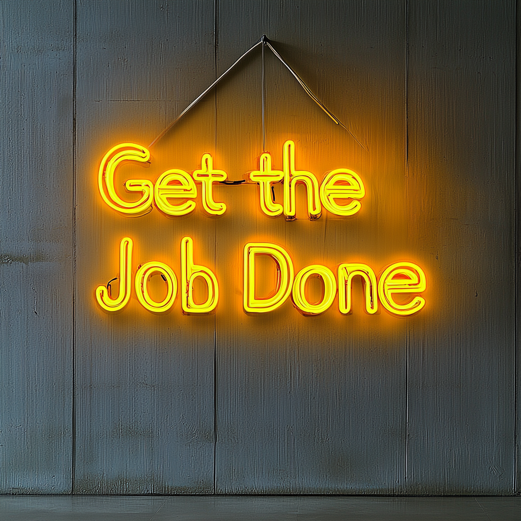 "Get the Job Done" - Yellow Neon Sign, 24 Inches