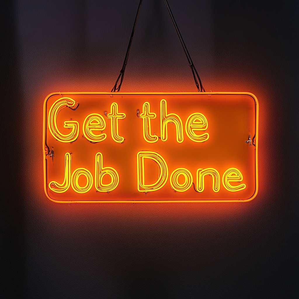 "Get the Job Done" - Yellow Neon Sign, 24 Inches