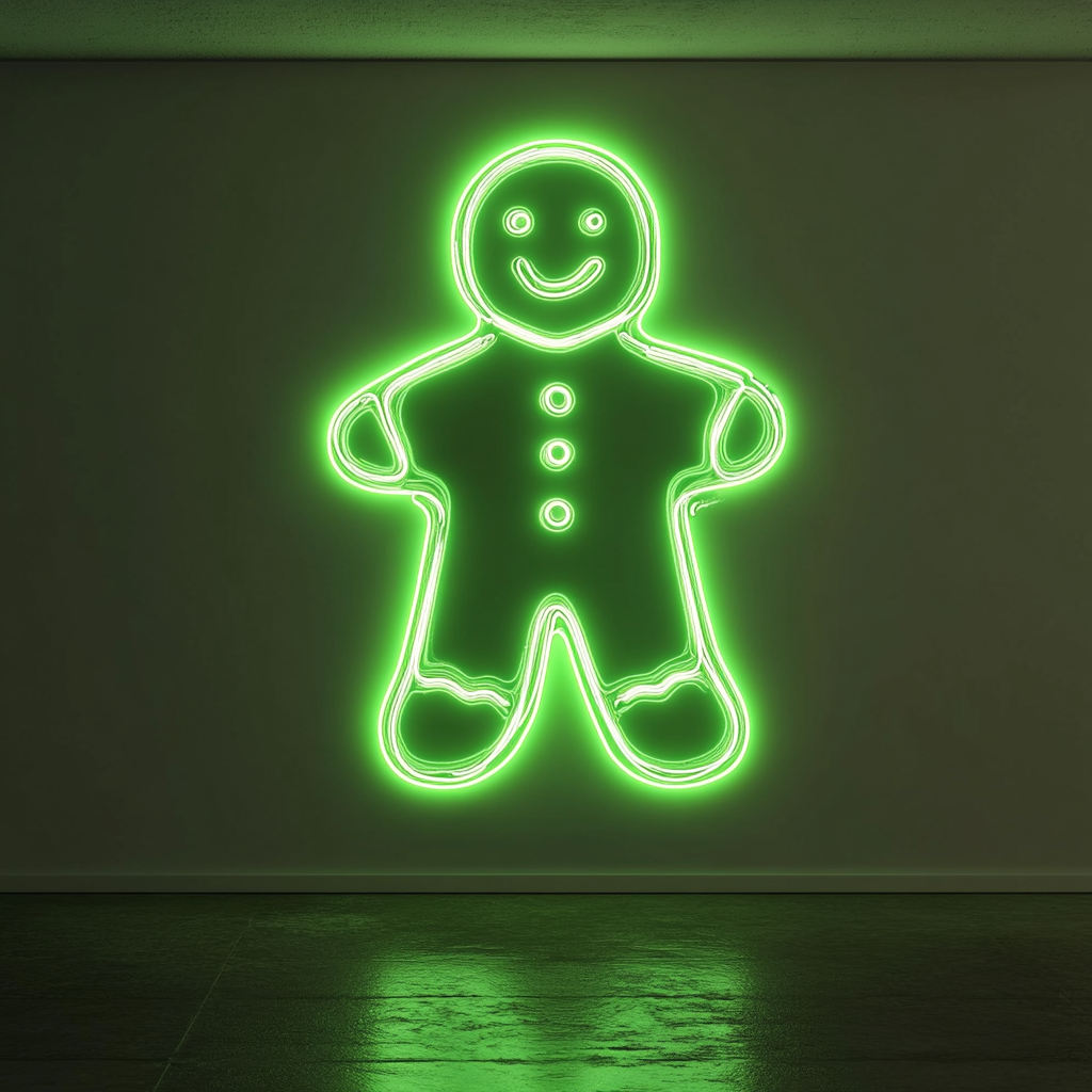 Gingerbread - Green Neon Sign, 18 Inches