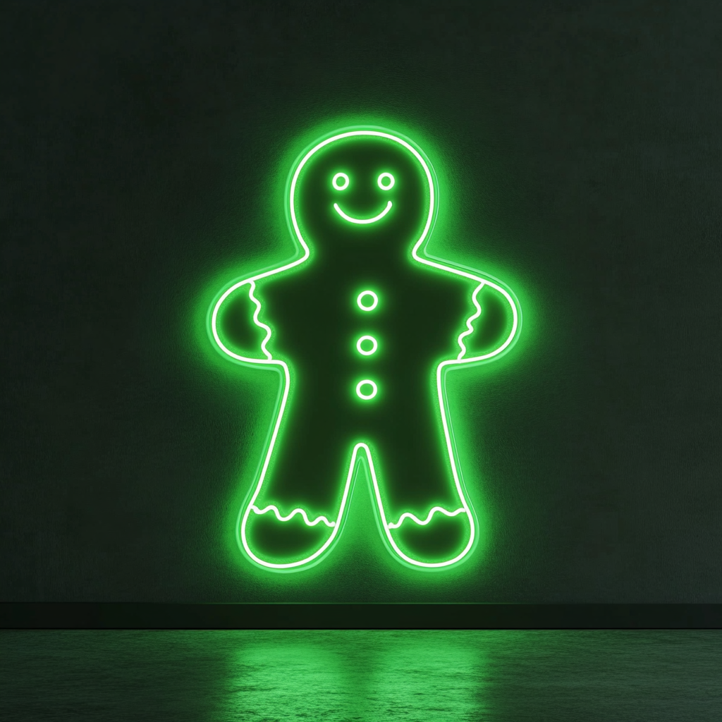 Gingerbread - Green Neon Sign, 24 Inches