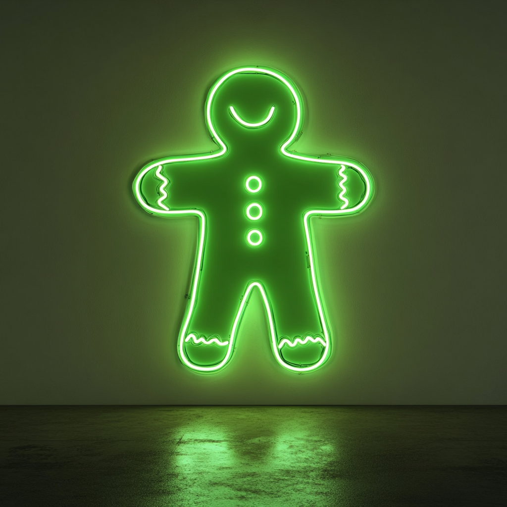 Gingerbread - Green Neon Sign, 18 Inches