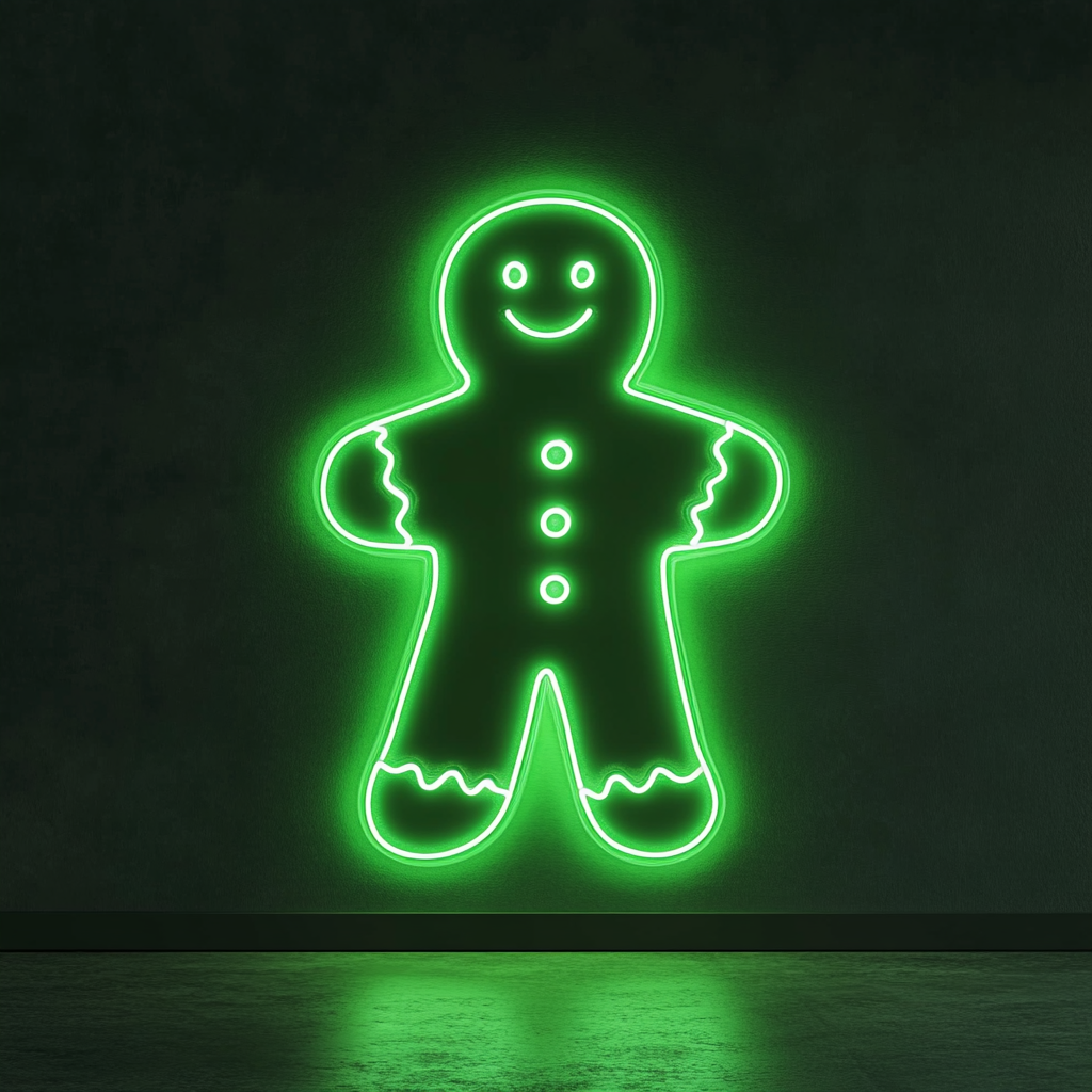 Gingerbread - Green Neon Sign, 18 Inches