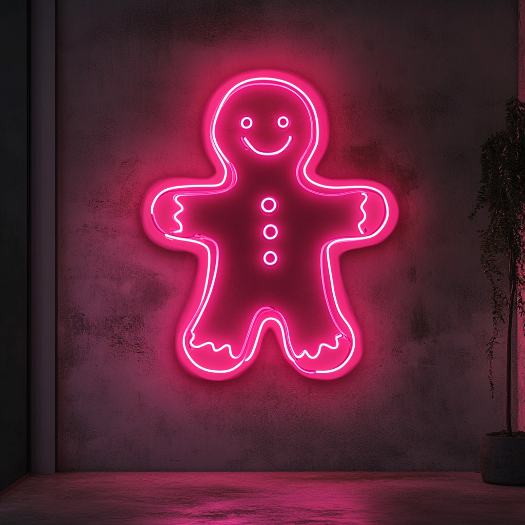 Gingerbread - Pink Neon Sign, 18 Inches