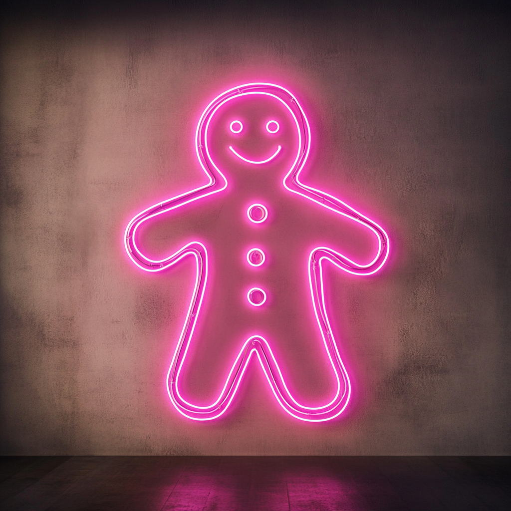 Gingerbread - Pink Neon Sign, 18 Inches