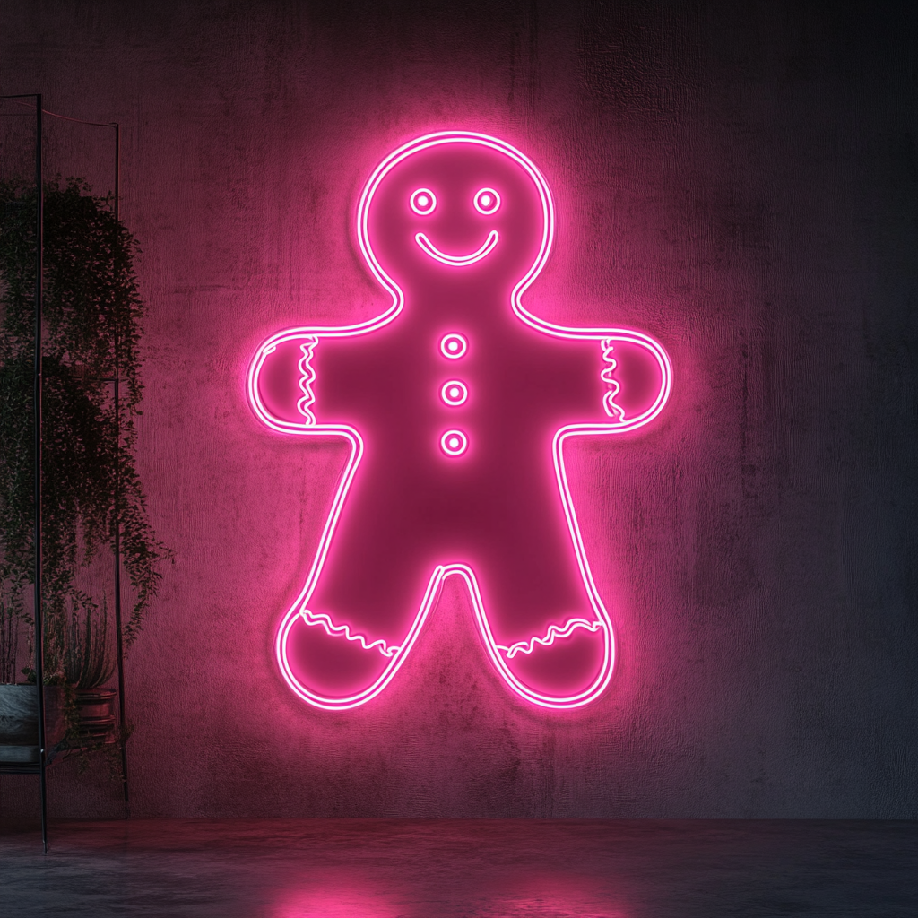 Gingerbread - Pink Neon Sign, 18 Inches