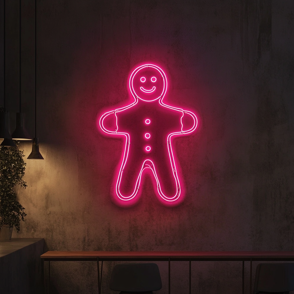 Gingerbread - Pink Neon Sign, 18 Inches