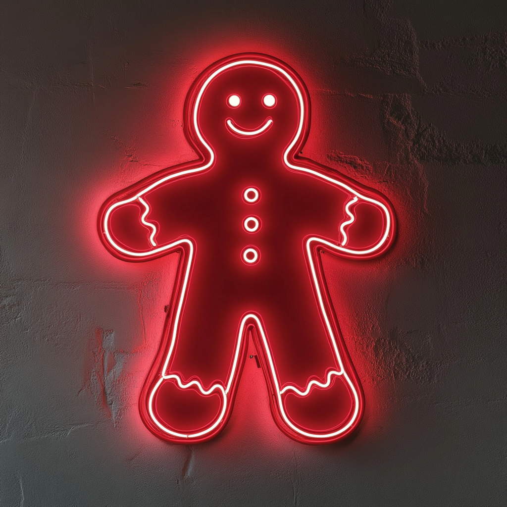 Gingerbread - Red Neon Sign, 18 Inches