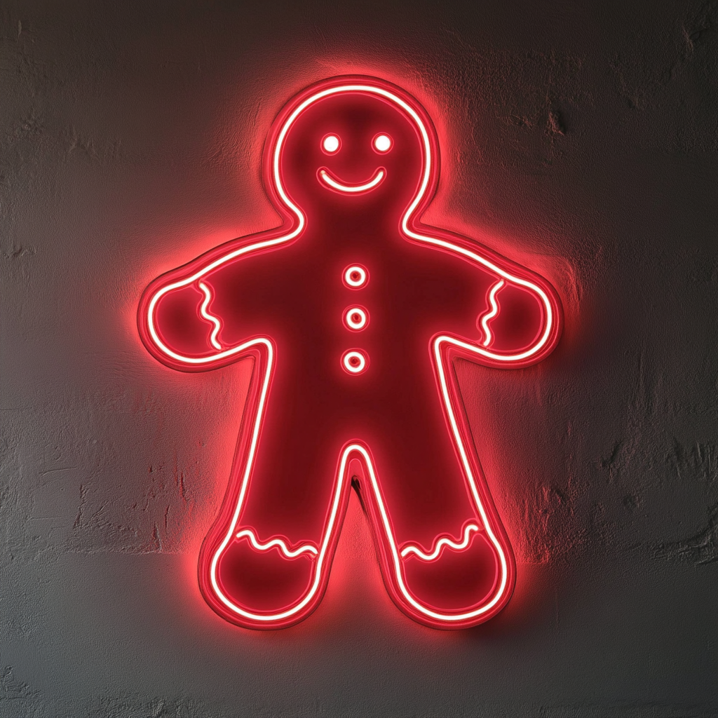 Gingerbread - Red Neon Sign, 18 Inches