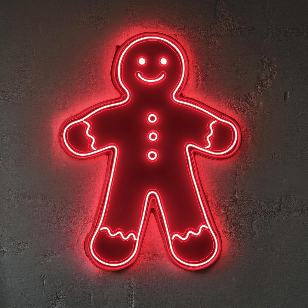 Gingerbread - Red Neon Sign, 18 Inches