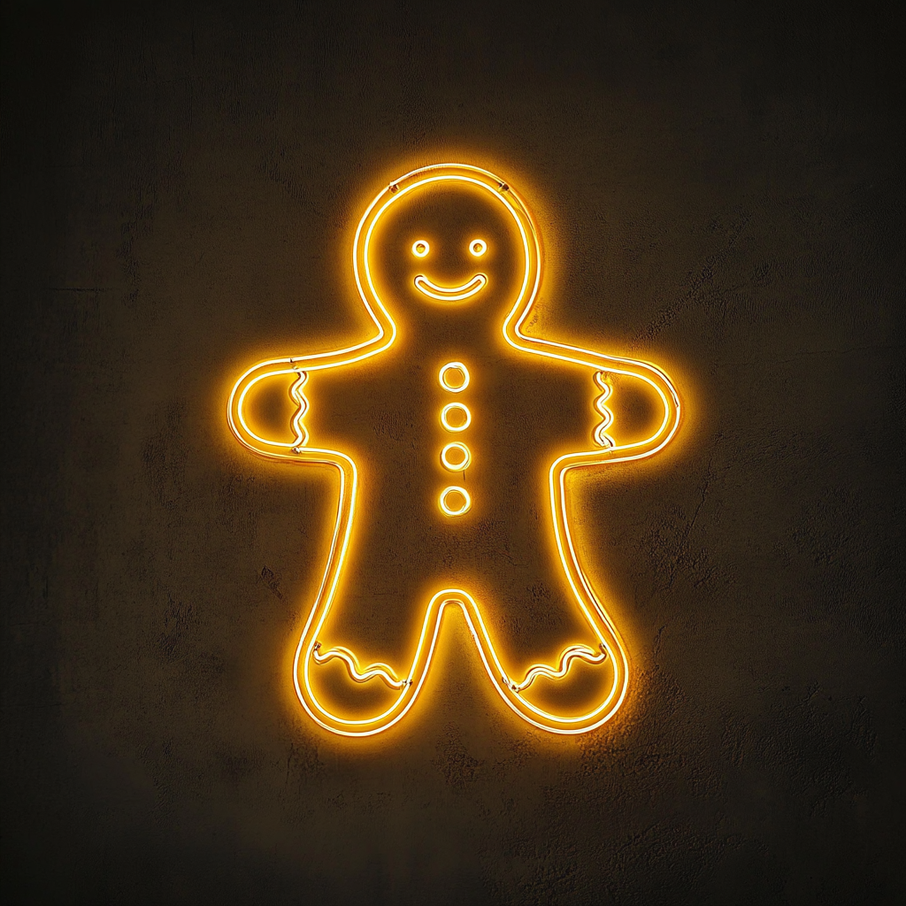 Gingerbread - Yellow Neon Sign, 18 Inches