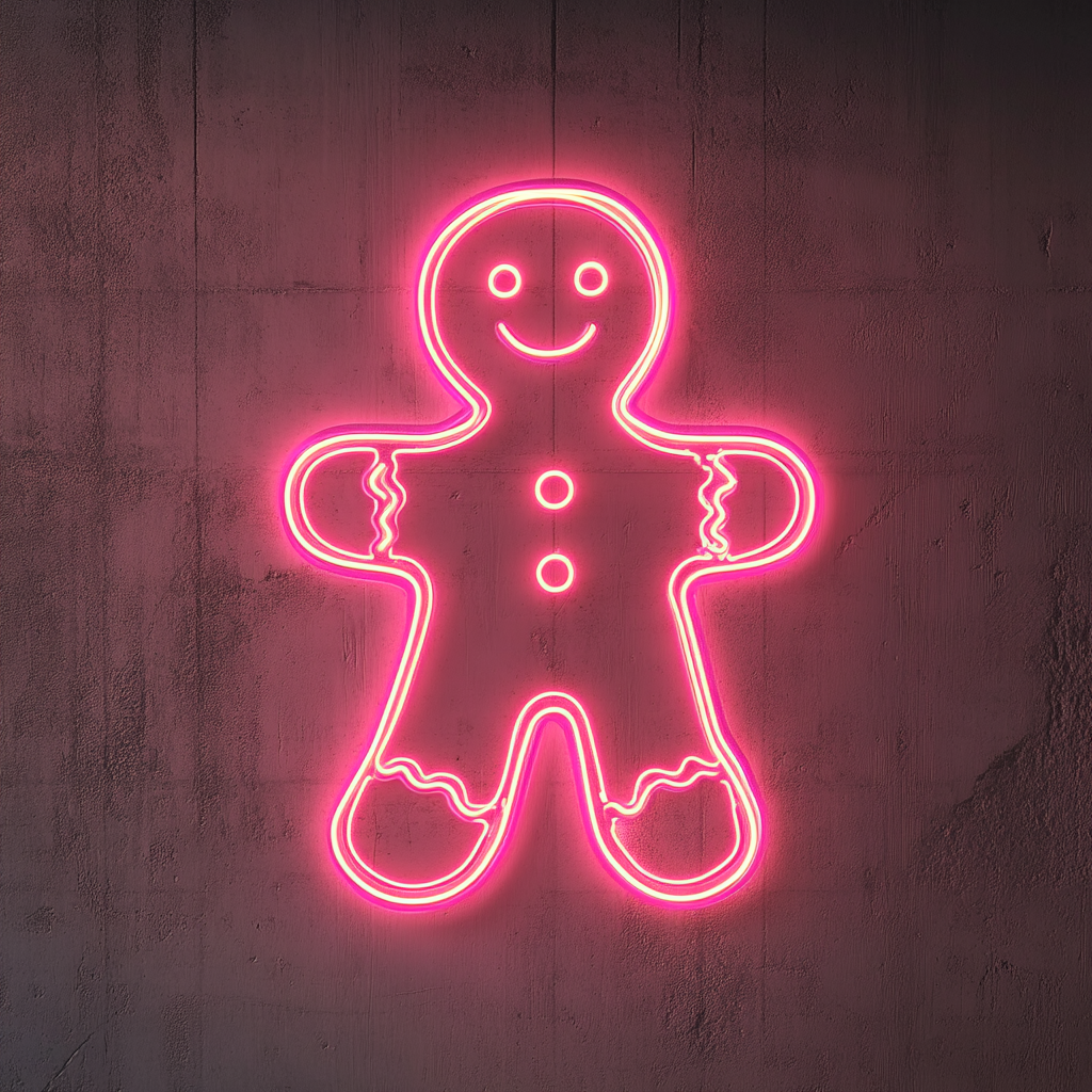 Gingerbread Man - Pink Neon Sign, 24 Inches