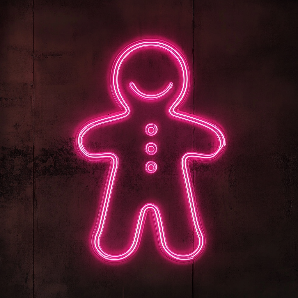 Gingerbread Man - Pink Neon Sign, 24 Inches