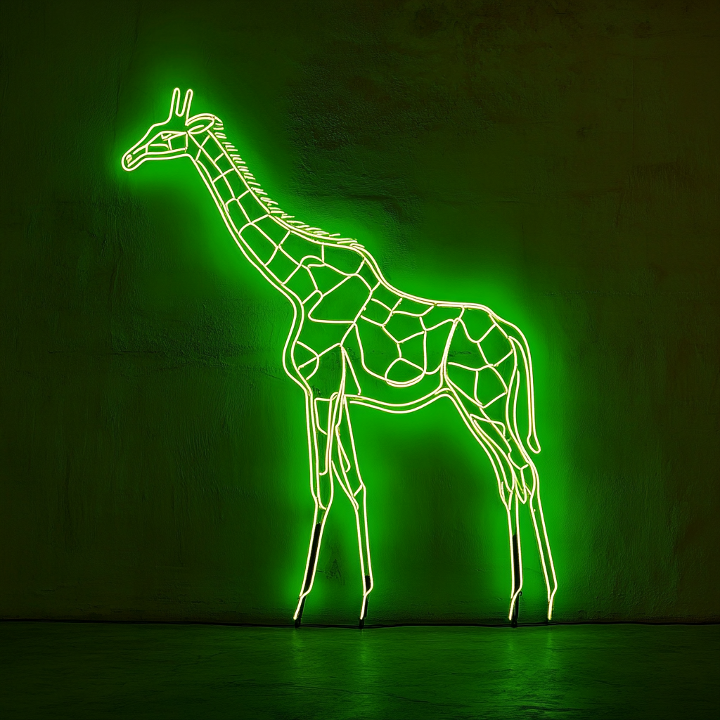 Giraffe - Green Neon Sign, 18 Inches