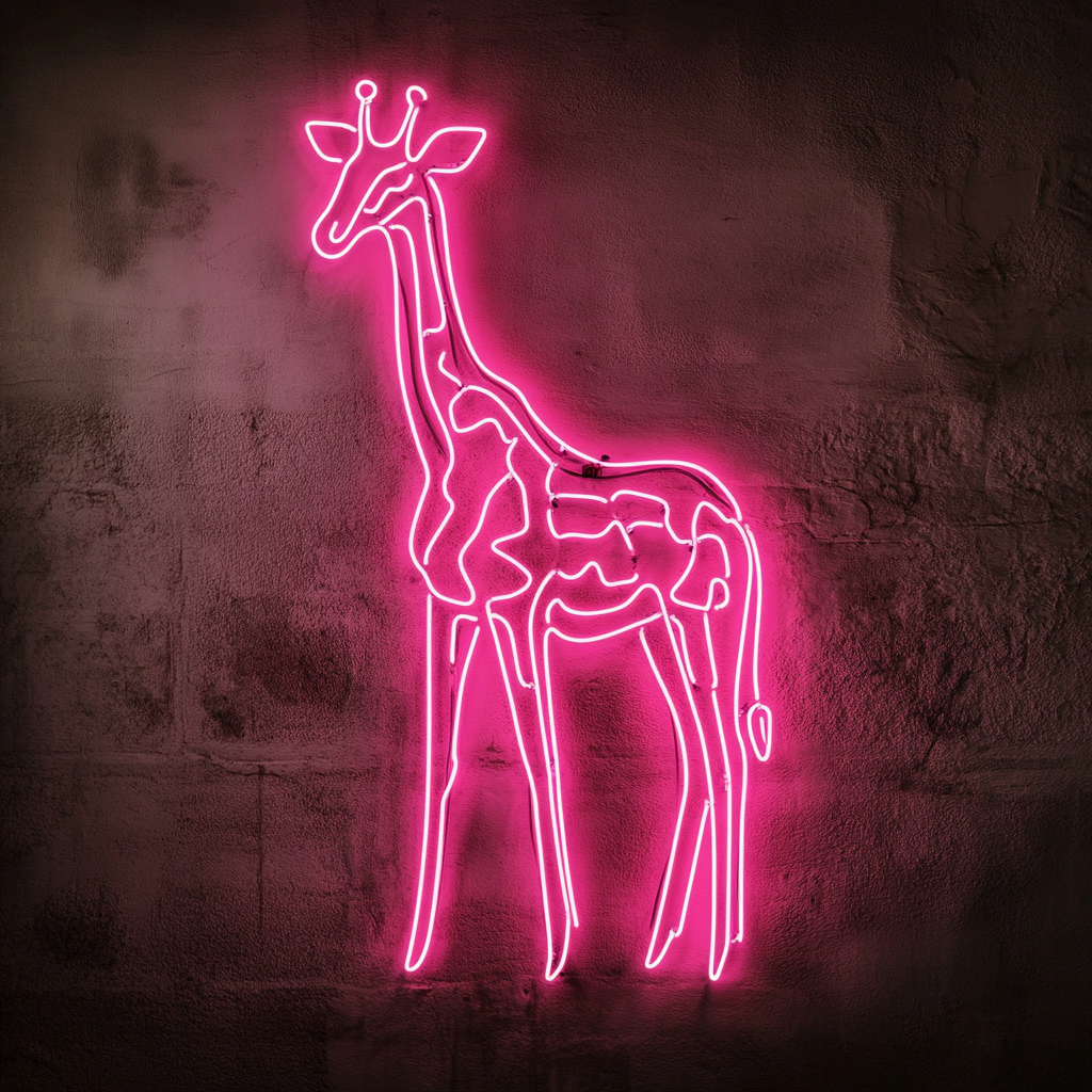 Giraffe - Pink Neon Sign, 18 Inches