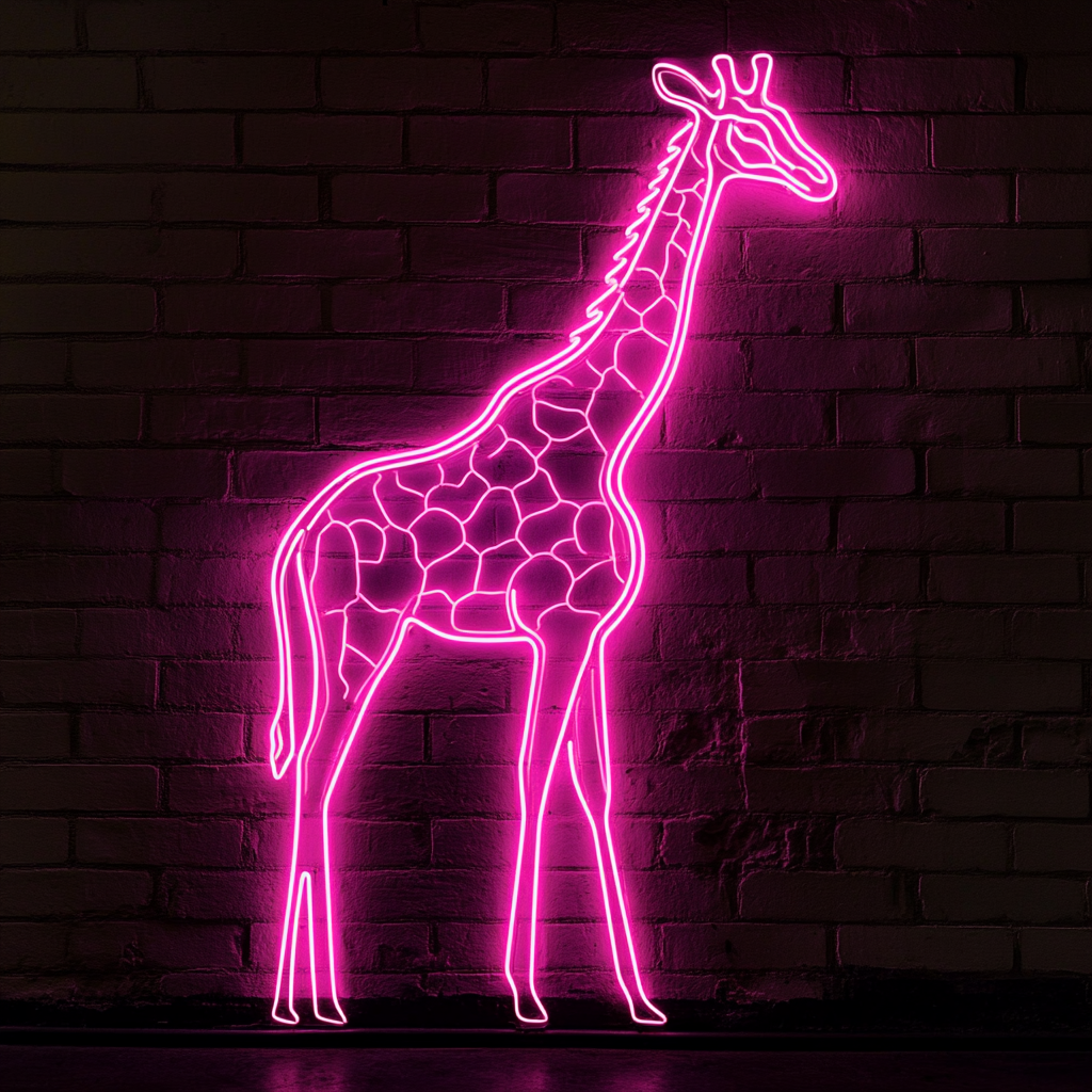 Giraffe - Pink Neon Sign, 18 Inches