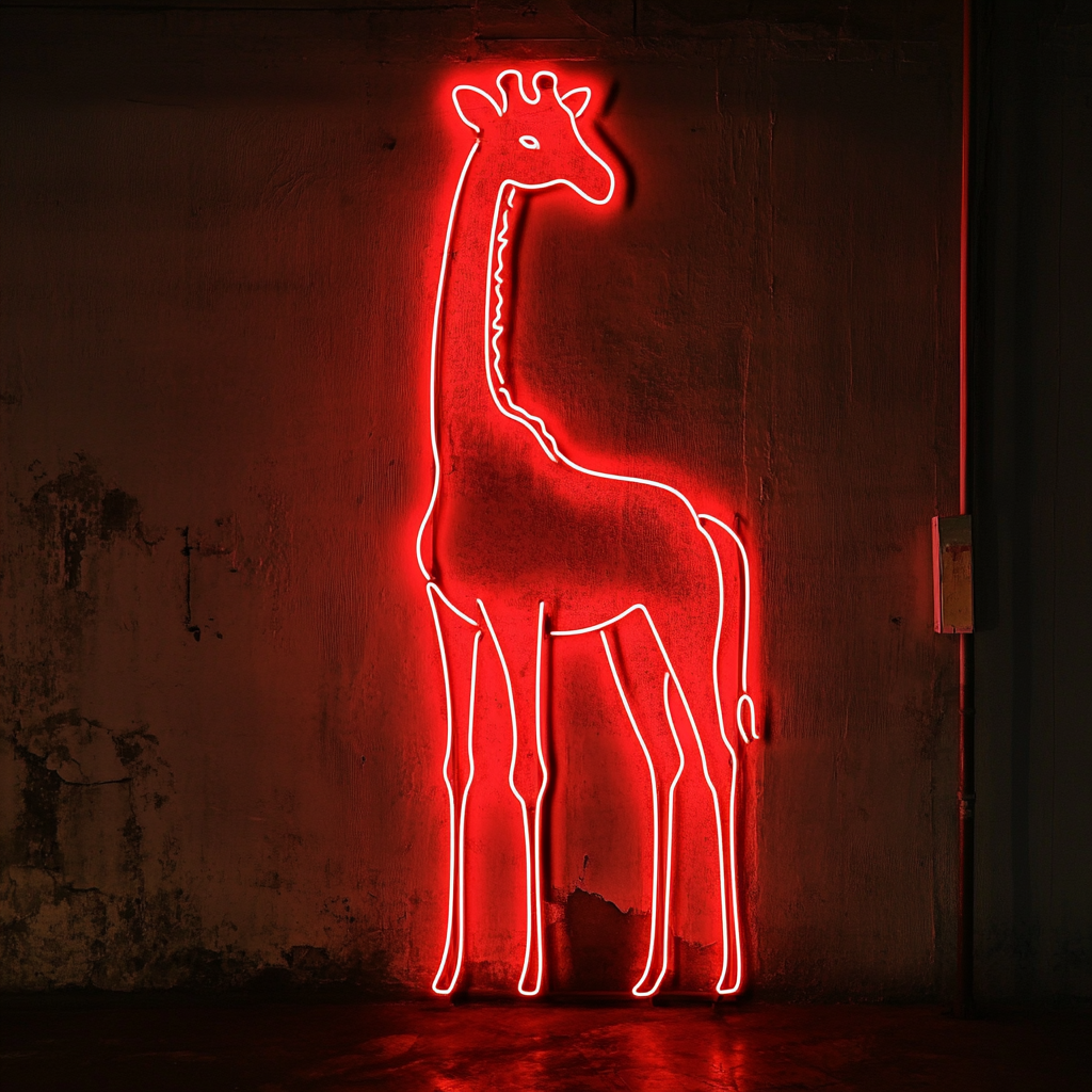 Giraffe - Red Neon Sign, 18 Inches