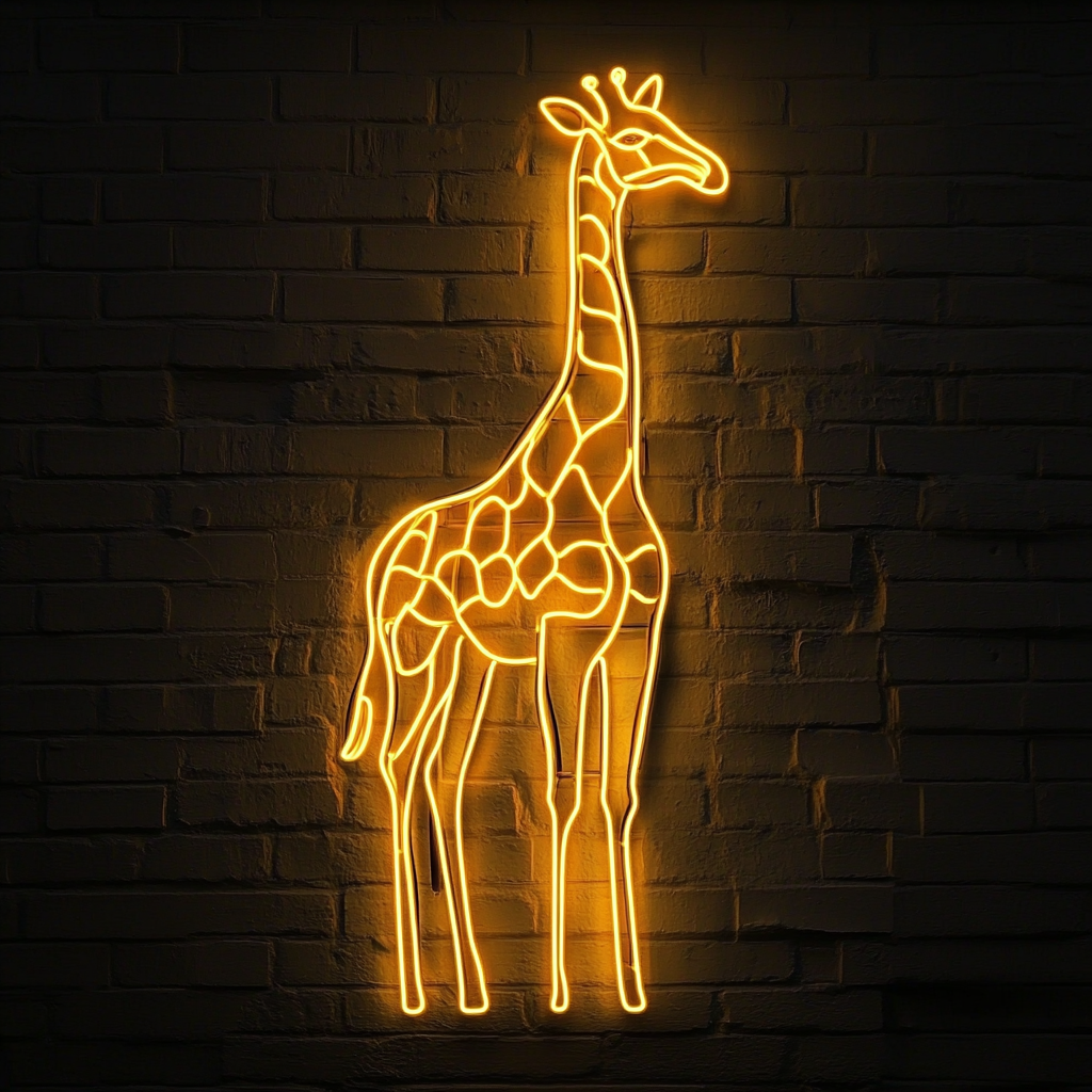 Giraffe - Yellow Neon Sign, 24 Inches