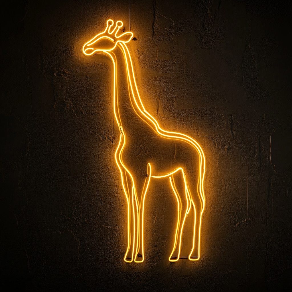 Giraffe - Yellow Neon Sign, 18 Inches