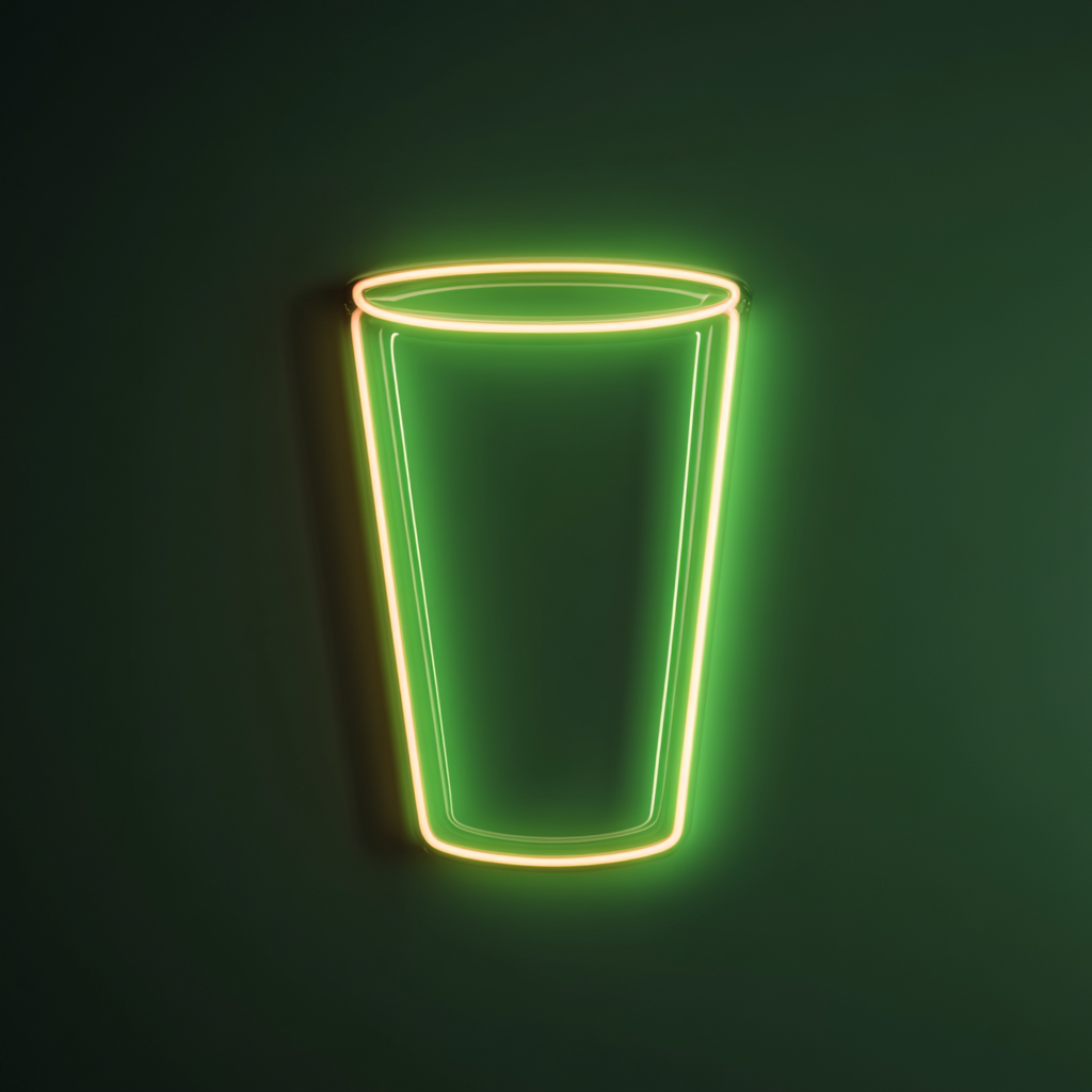 Glass of Milk - Green Neon Sign, 24 Inches