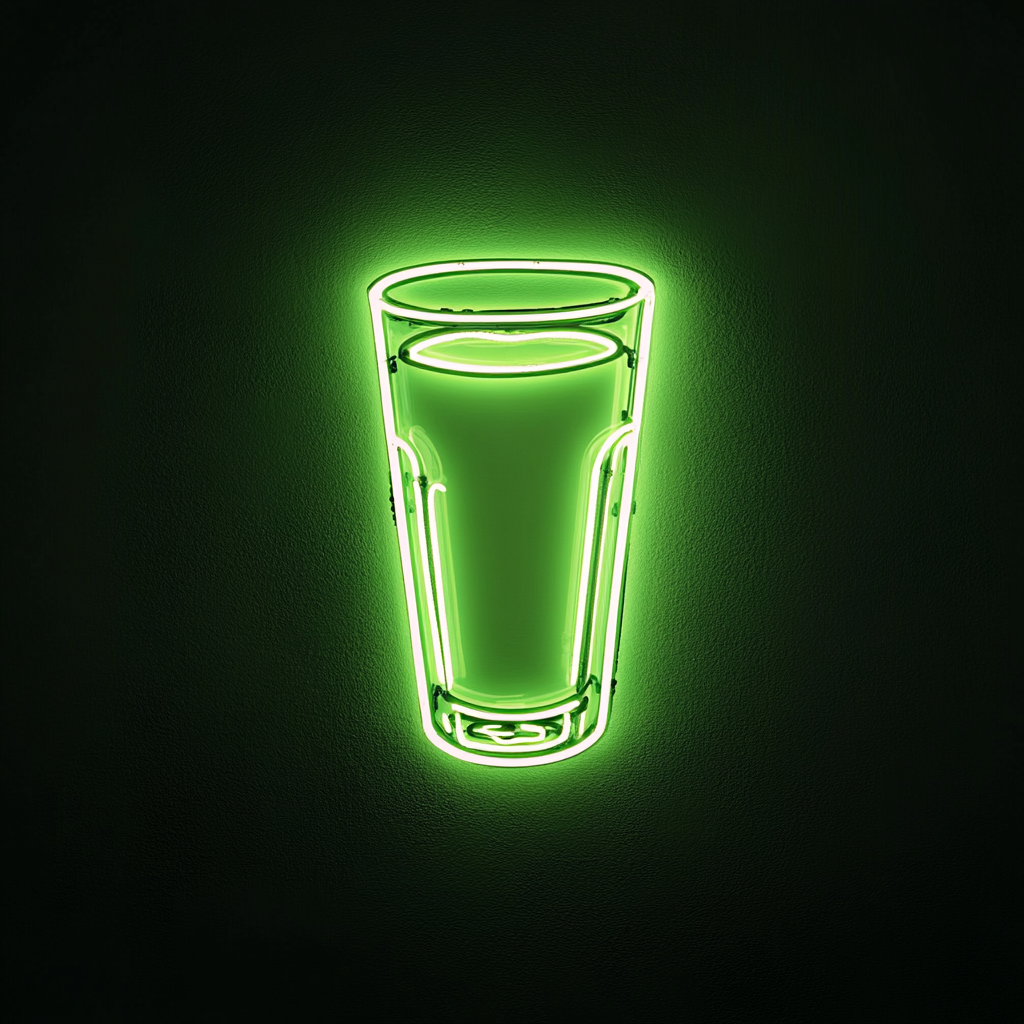Glass of Milk - Green Neon Sign, 18 Inches