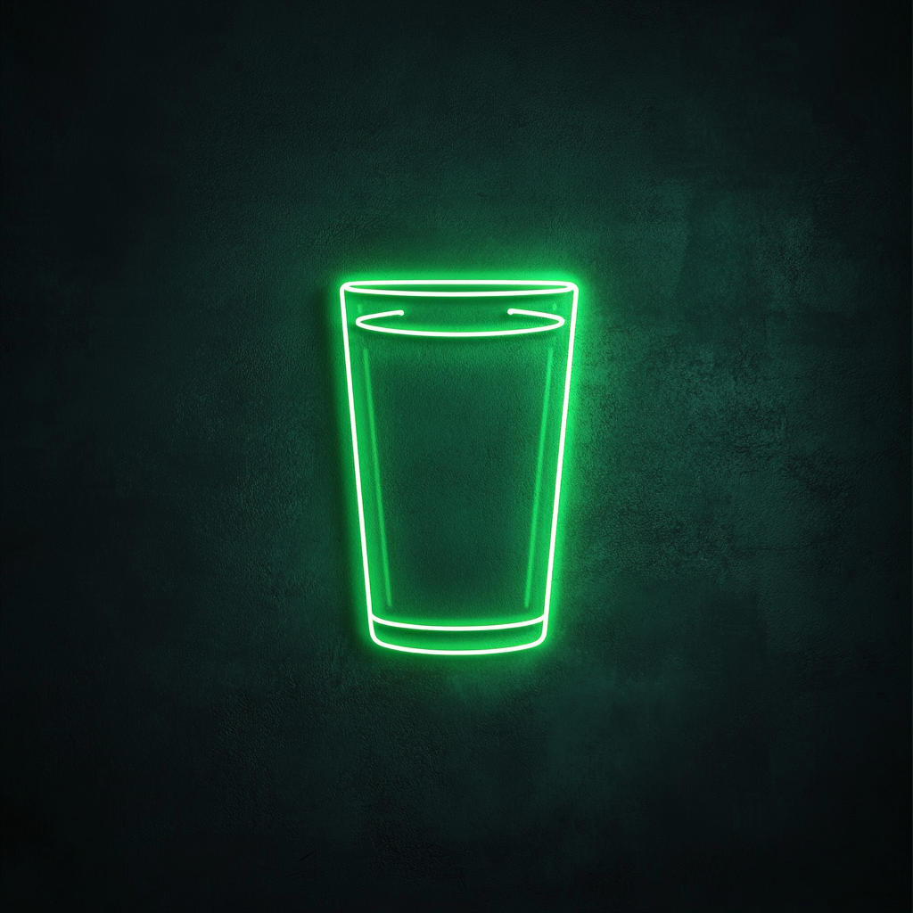 Glass of Milk - Green Neon Sign, 18 Inches