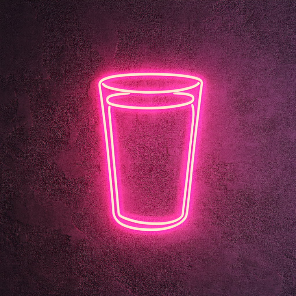 Glass of Milk - Pink Neon Sign, 24 Inches