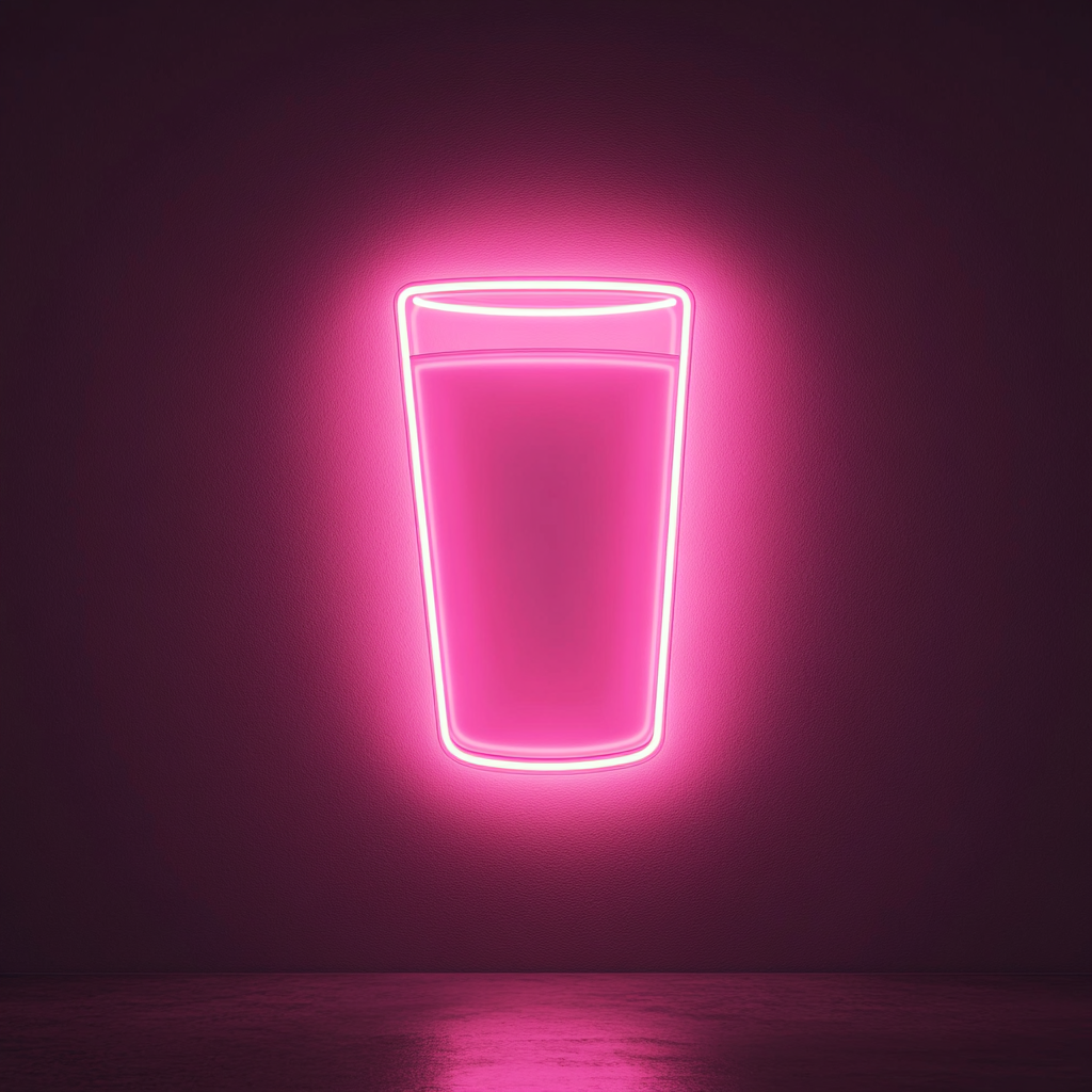 Glass of Milk - Pink Neon Sign, 18 Inches