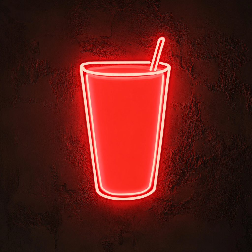 Glass of Milk - Red Neon Sign, 24 Inches