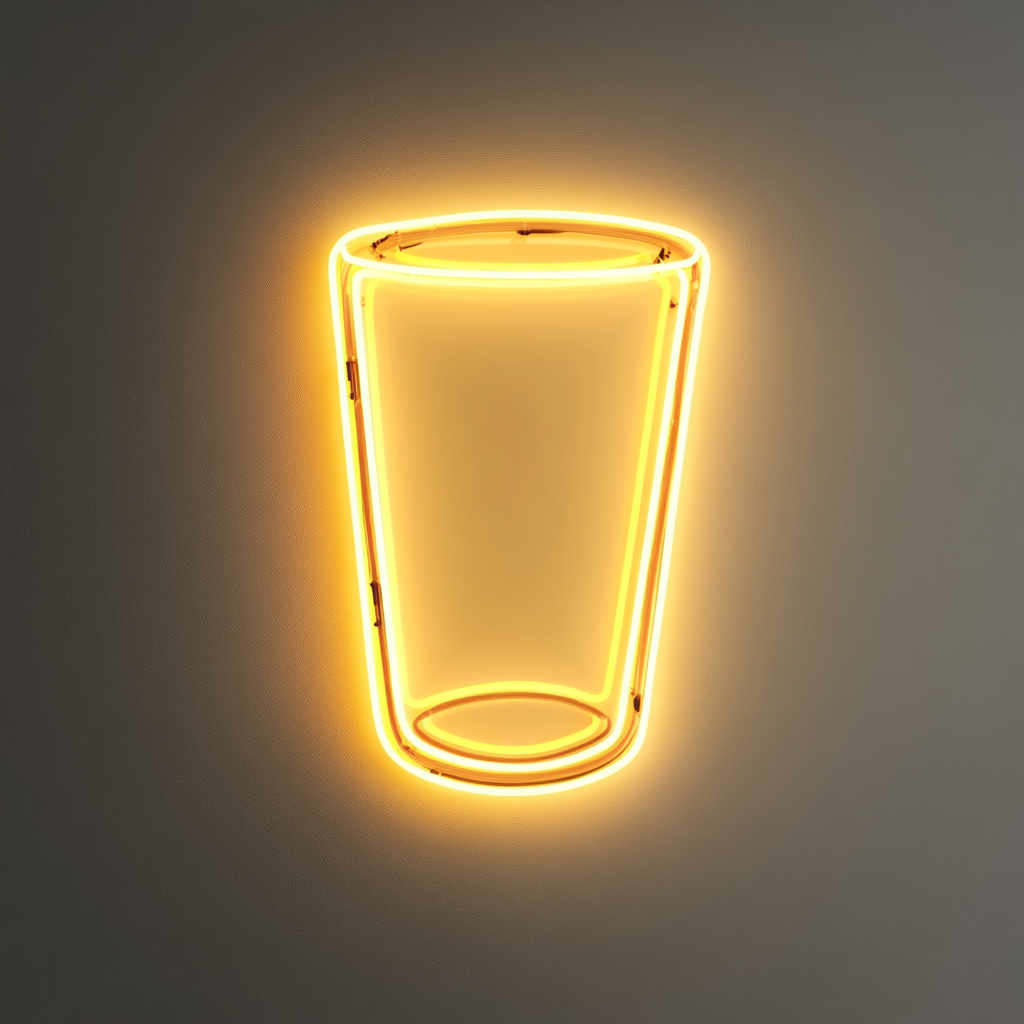 Glass of Milk - Yellow Neon Sign, 18 Inches