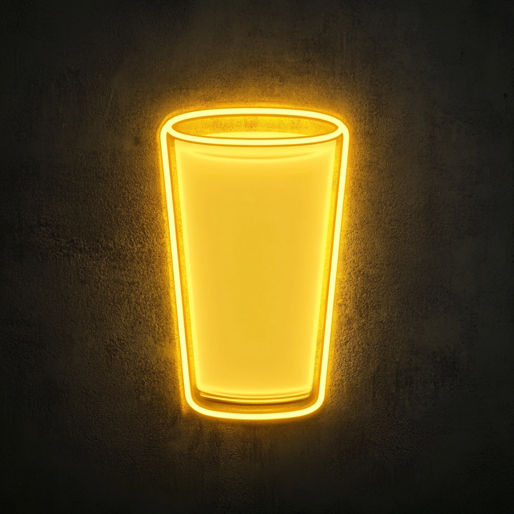 Glass of Milk - Yellow Neon Sign, 18 Inches