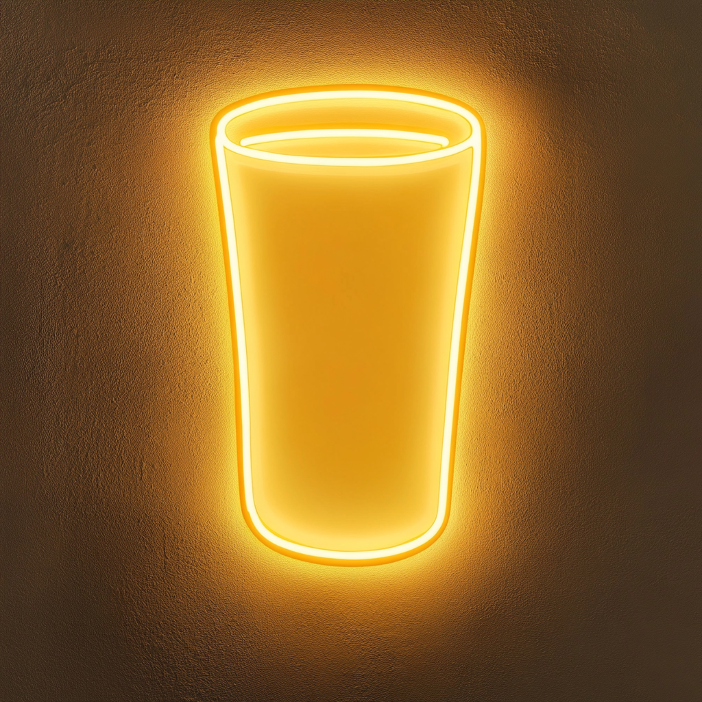 Glass of Milk - Yellow Neon Sign, 24 Inches