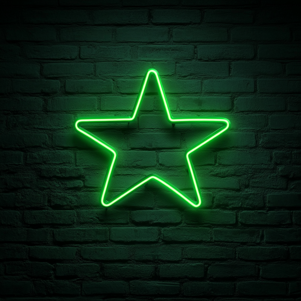 Glowing Star - Green Neon Sign, 24 Inches