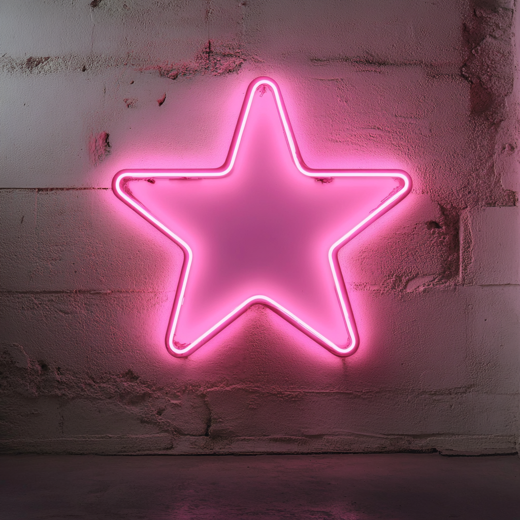 Glowing Star - Pink Neon Sign, 24 Inches