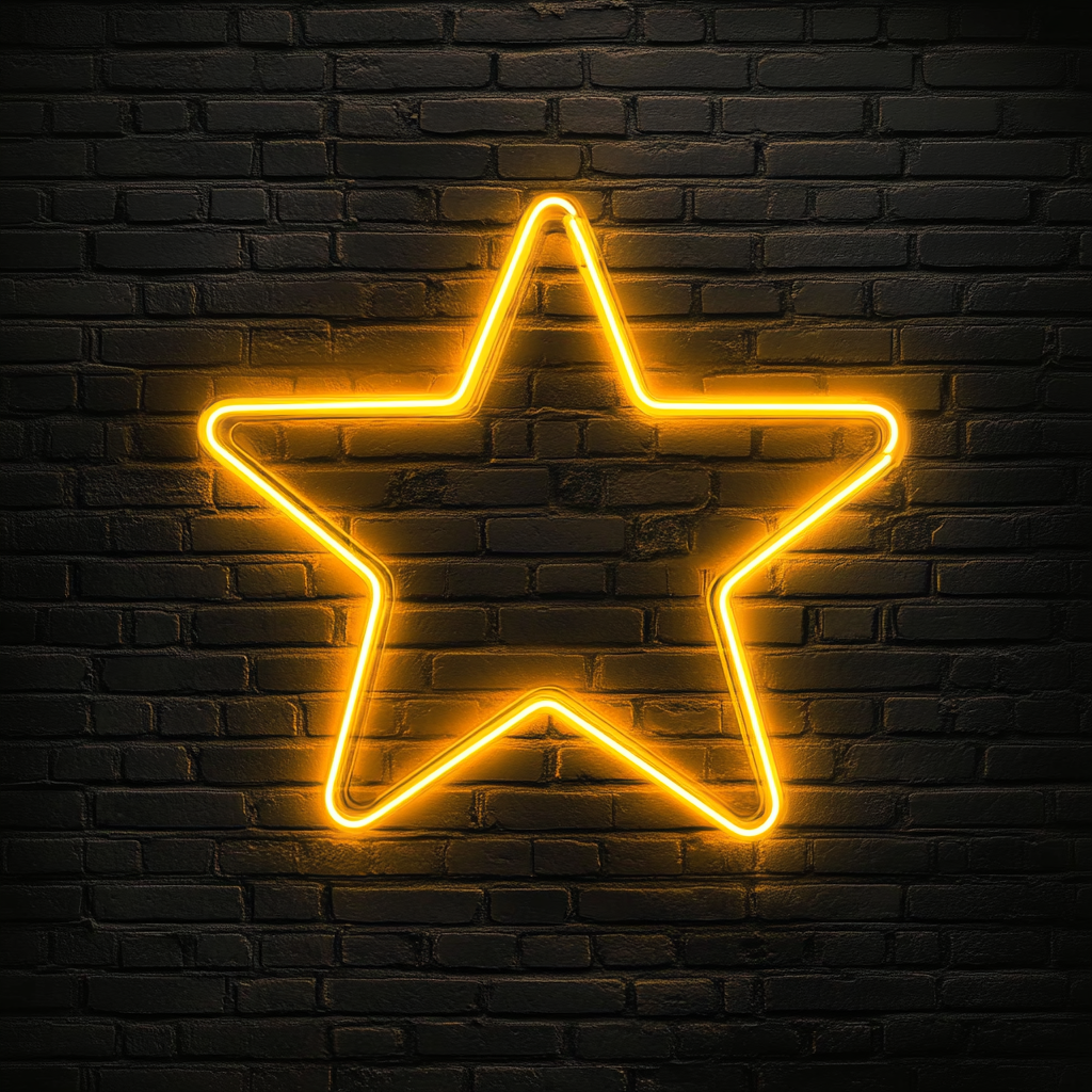 Glowing Star - Yellow Neon Sign, 18 Inches