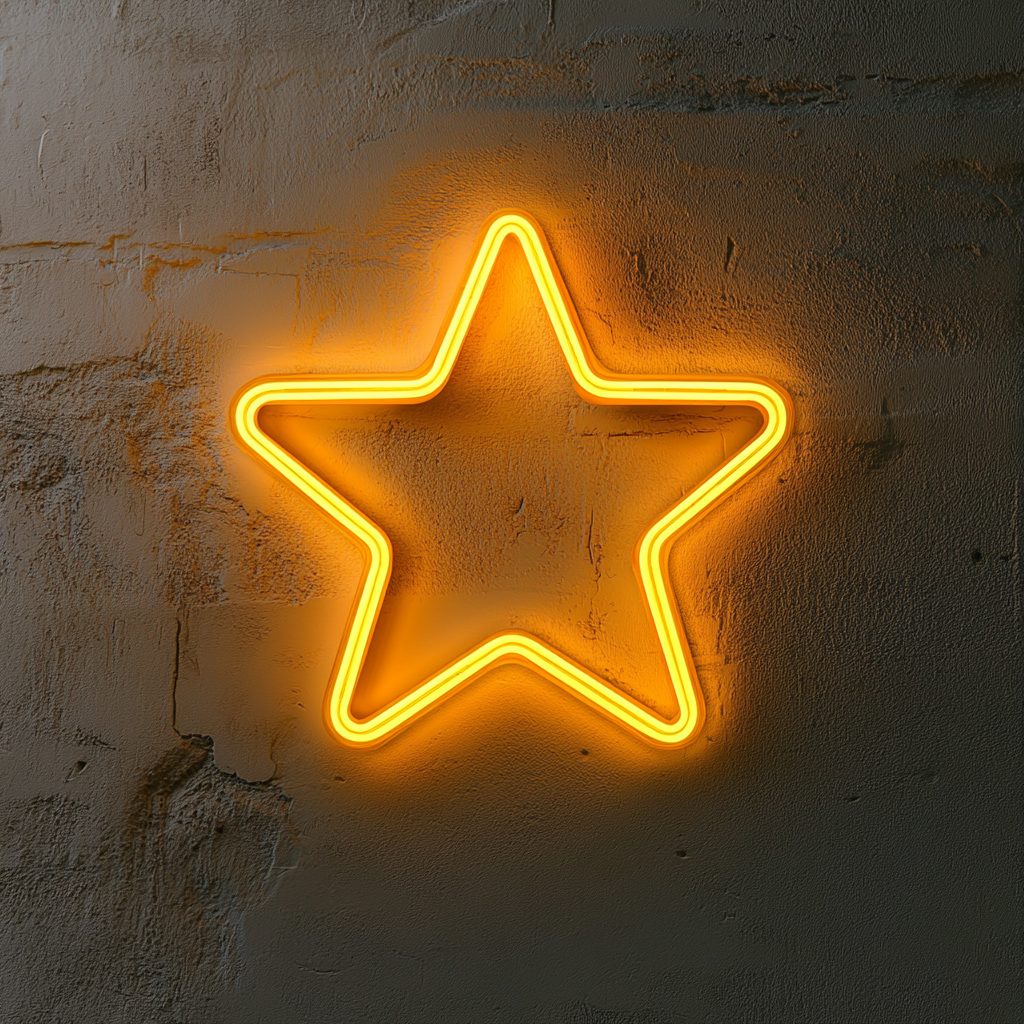 Glowing Star - Yellow Neon Sign, 24 Inches
