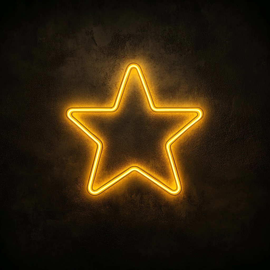 Glowing Star - Yellow Neon Sign, 24 Inches