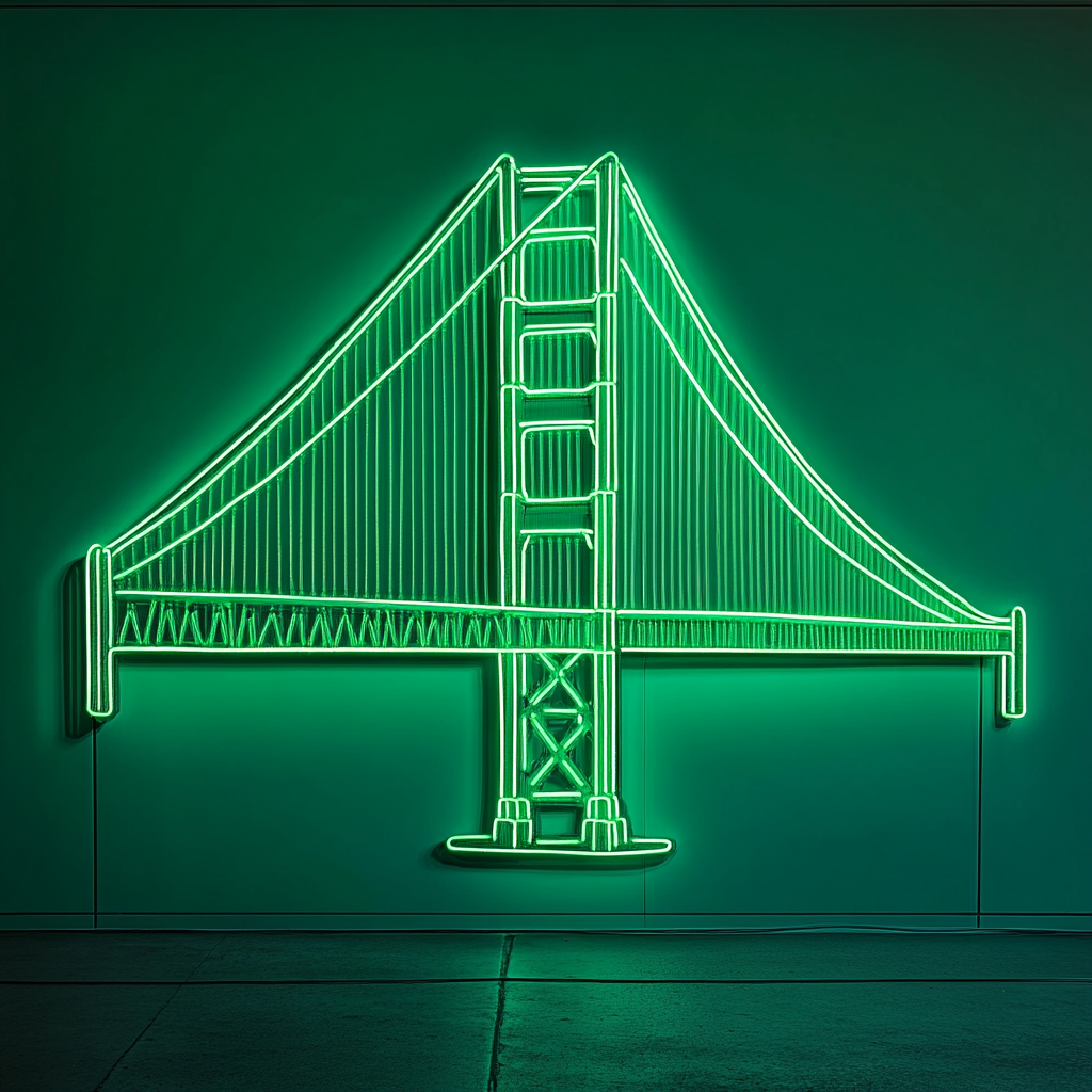 Goldengate Bridge - Green Neon Sign, 24 Inches