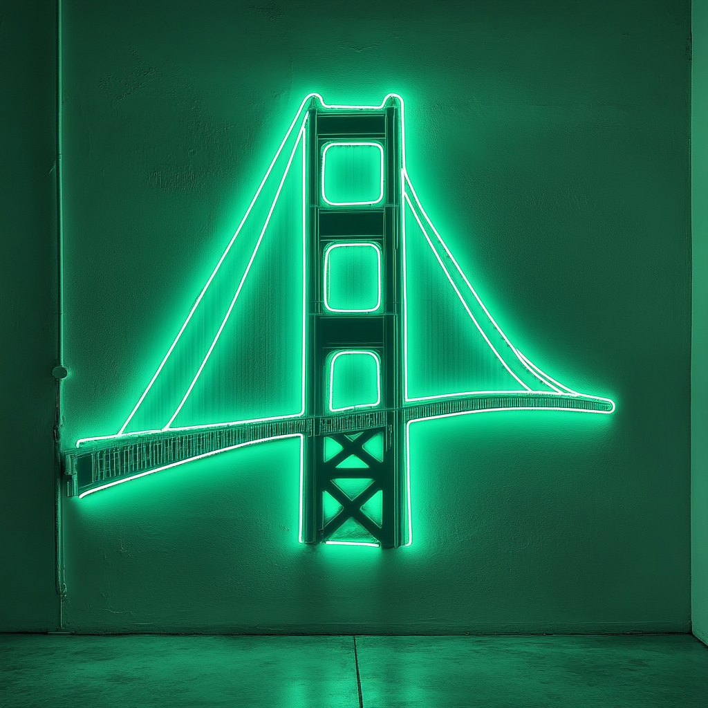 Goldengate Bridge - Green Neon Sign, 24 Inches