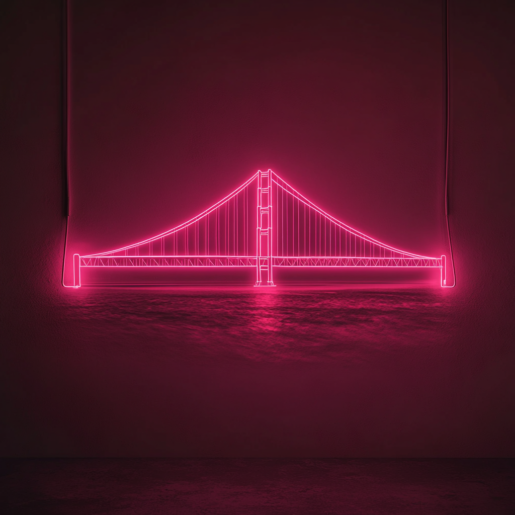 Goldengate Bridge - Pink Neon Sign, 24 Inches
