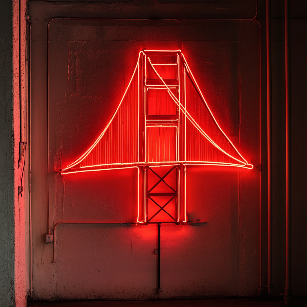 Goldengate Bridge - Red Neon Sign, 24 Inches
